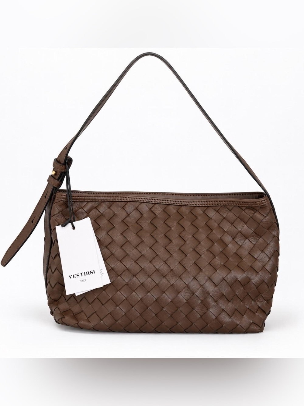 VESTIRISI Brown Woven Leather Shoulder Bag